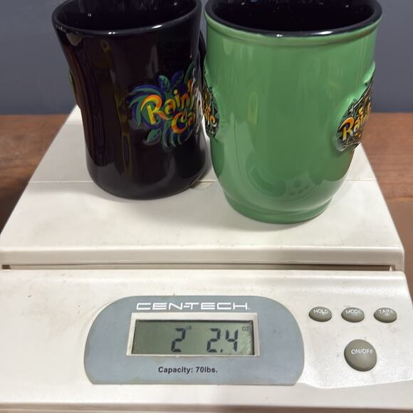 Rainforest Cafe Trading Company mugs set of 2 green with bamboo style handle - Picture 13 of 14
